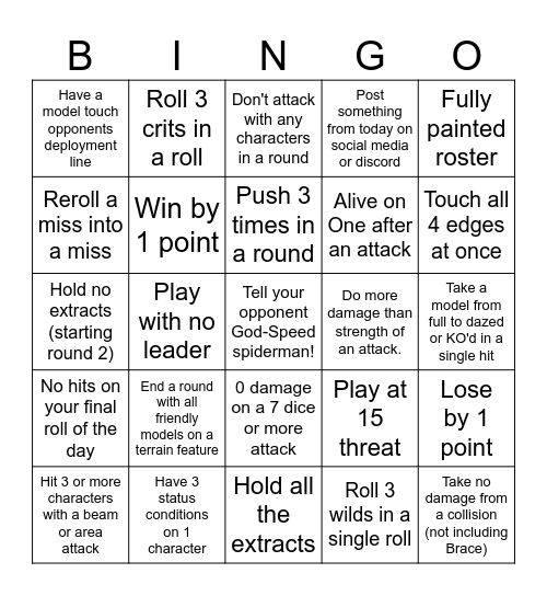 Stand-Off MCP Bingo Card