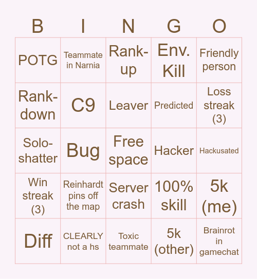 Overwatch BINGO! Bingo Card