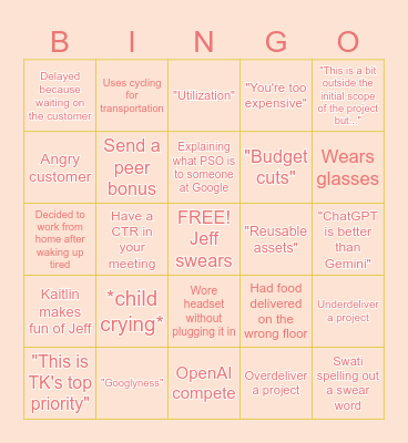PSO Bingo Card