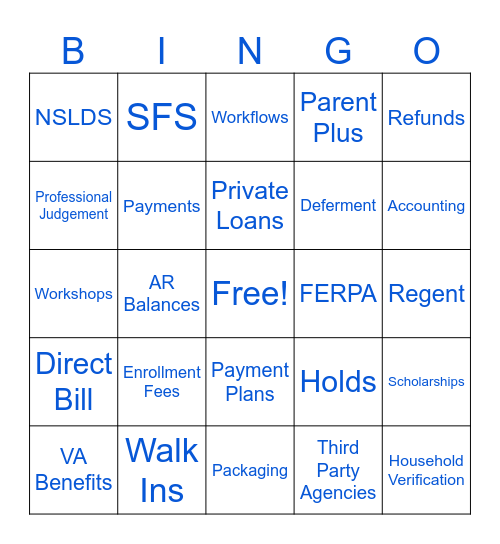 Student Financial Services Bingo Card