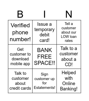 Banker BINGO! Bingo Card