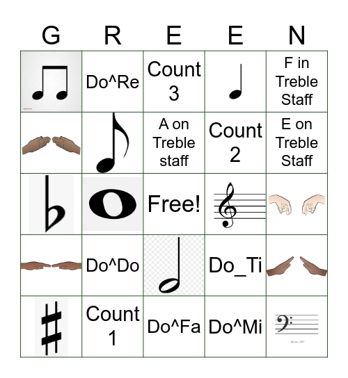 Green Belt Bingo Card