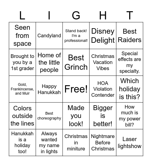 Christmas Lights Bingo Roast-Henderson Bingo Card