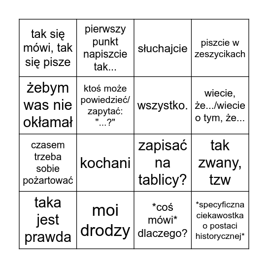 Przybysz Bingo Card