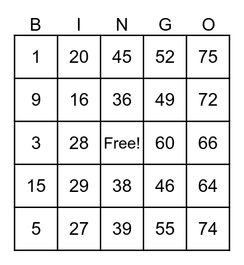 Thanksgiving Bingo Card