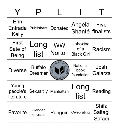 National Book Award Finalists Bingo Card