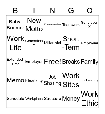 Workplace Flexibility Bingo Card