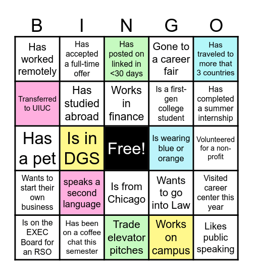 Making Connections That Count Bingo Card