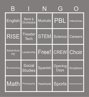 Bradford BINGO Card