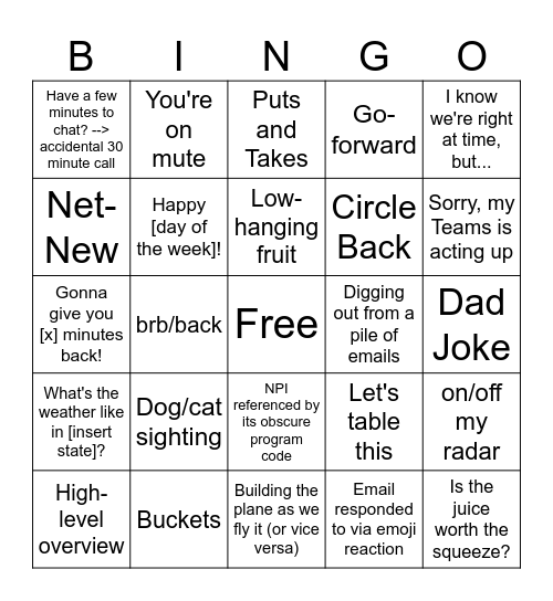 Omni Bingo Card