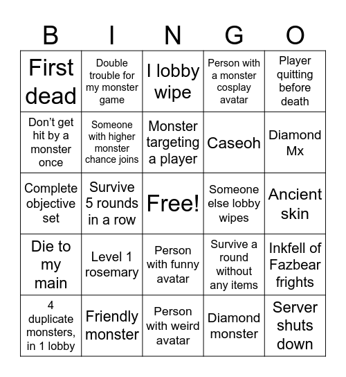 Pillar chase 2 bingo Card