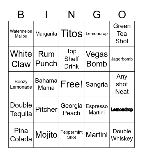 Drunken BINGO Card