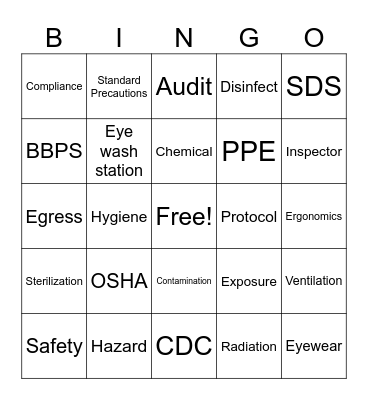 OSHA BINGO! Bingo Card