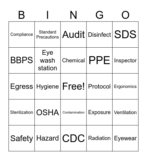 OSHA BINGO! Bingo Card