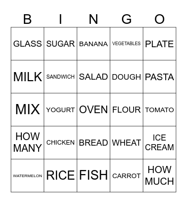 FOOD Bingo Card