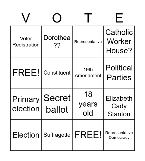 Election Bingo Card