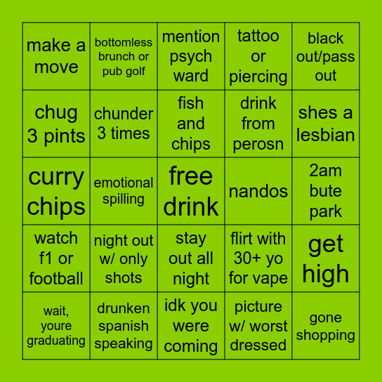 cardiff and its the same but its not Bingo Card