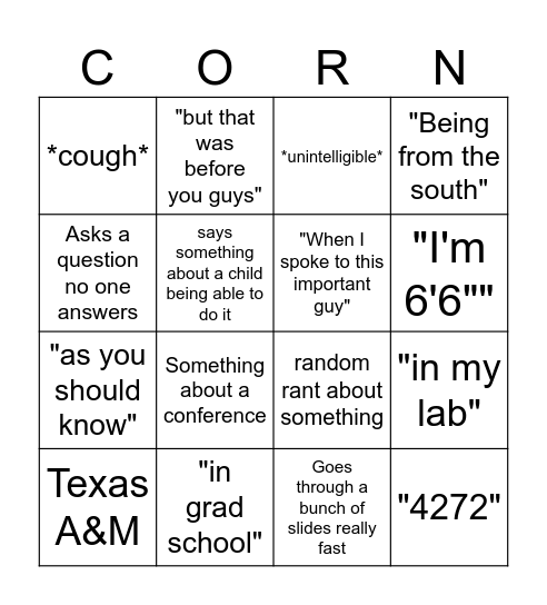 Cornish Bingo Card