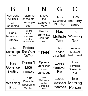 Networking Bingo Card