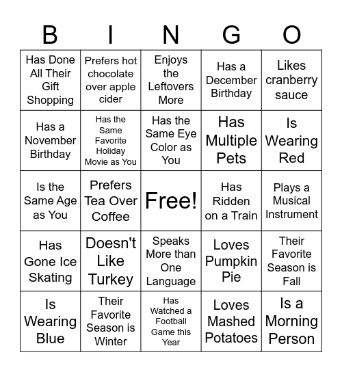 Networking Bingo Card