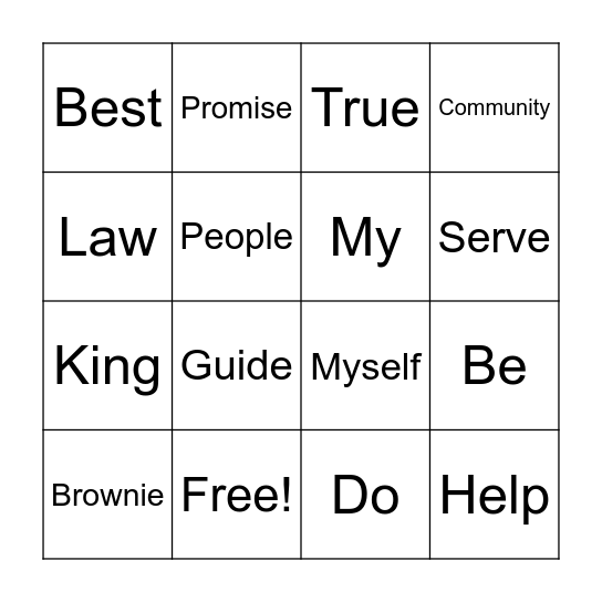 Promise bingo! Bingo Card