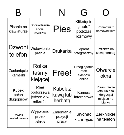 Office Bingo Card