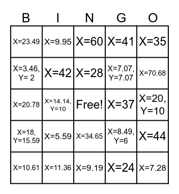 Test Review Bingo Card