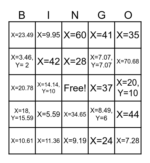 Test Review Bingo Card