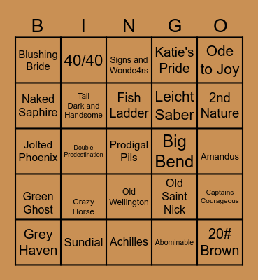 Beer Tasting Bingo Card