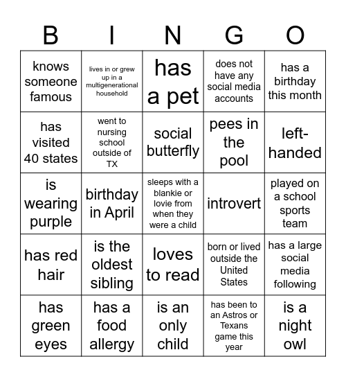 NURSE RESIDENT Bingo Card