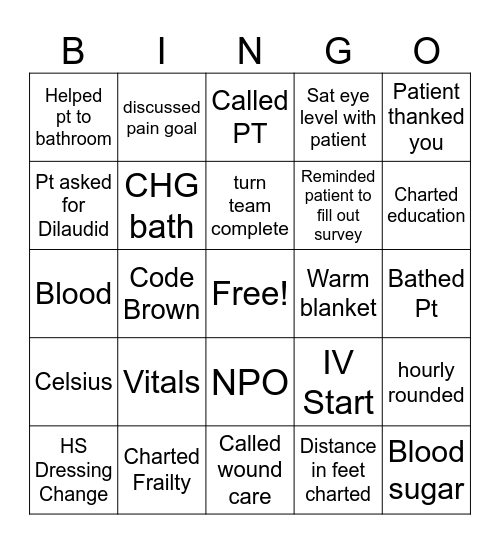 Justin 3 Bingo Card