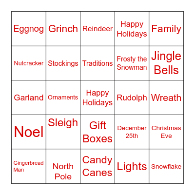 Christmas Bingo Card
