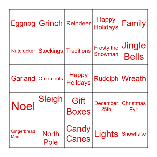 Christmas Bingo Card