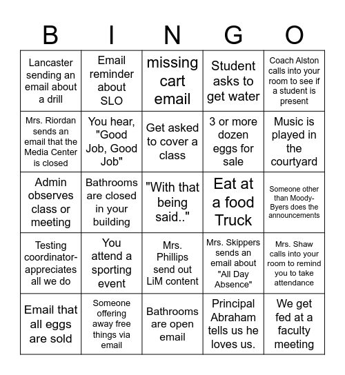 NHS Underground "Teacher ONLY" addition.  When you get BINGO, email Teacherbingo53@gmail.com Bingo Card