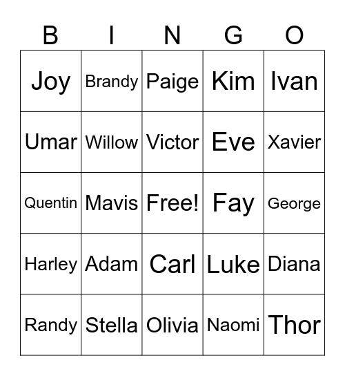 Telesitter Bingo Card