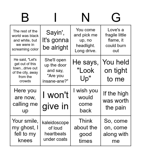 7US Future Bingo Card