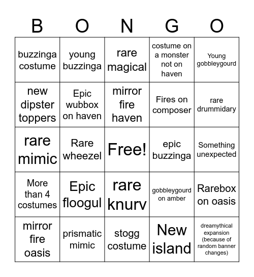 Feast-embug Bingo Card