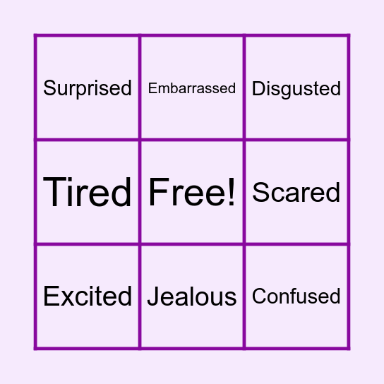 Emotions Bingo Card