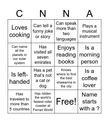 Get-to-Know-You Bingo Card