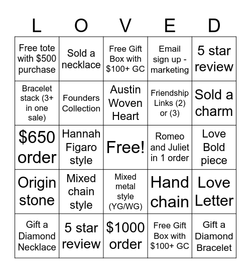 LW Holiday 2024 Bingo Card