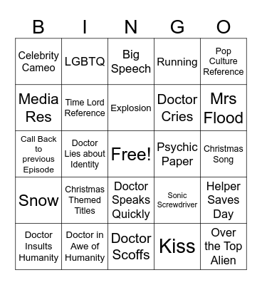 Doctor Who Bingo Card