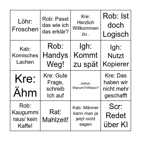 Lehrer Bingo Card
