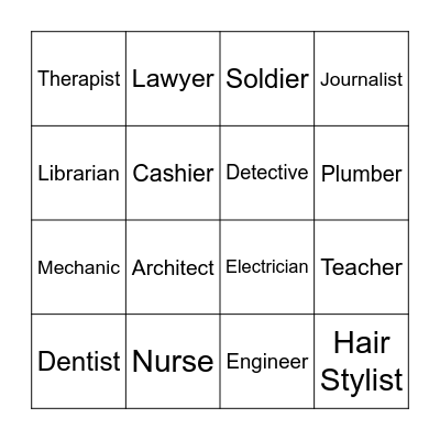 Career Bingo Card