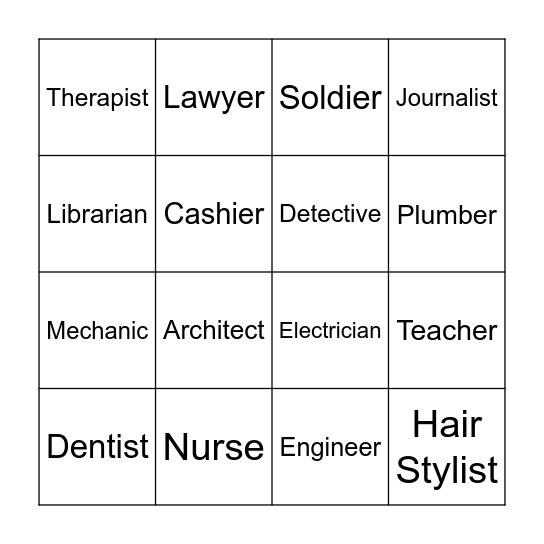 Career Bingo Card