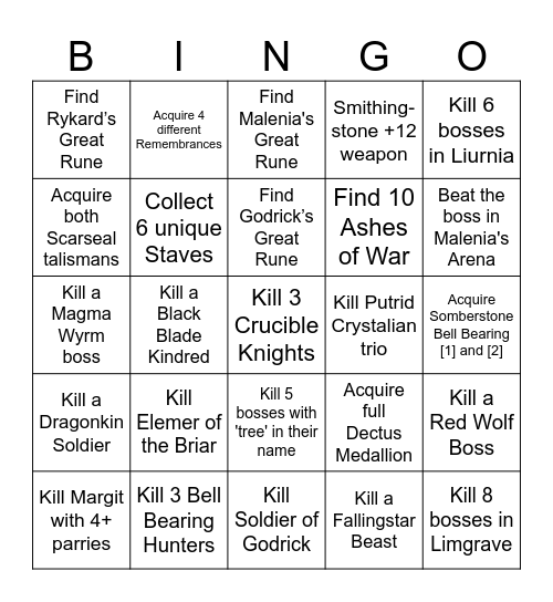 elden ring randomizer Bingo Card