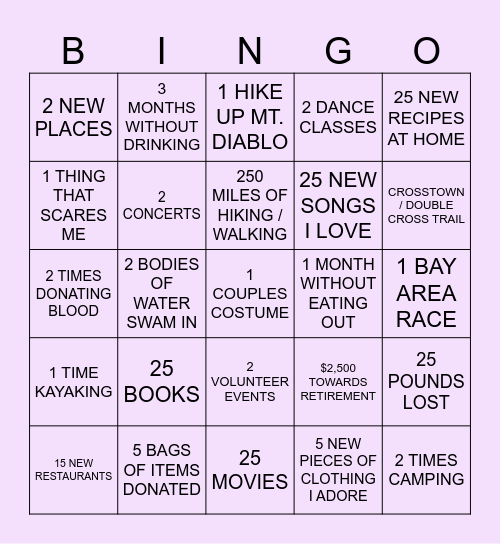 25 IN 2025 Bingo Card