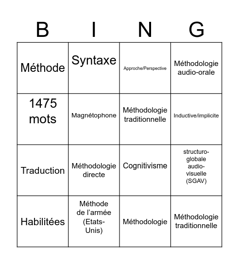 Semaine 9 Bingo Card