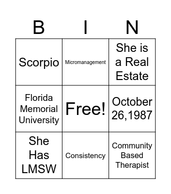 Adrianna Simpson Bingo Card