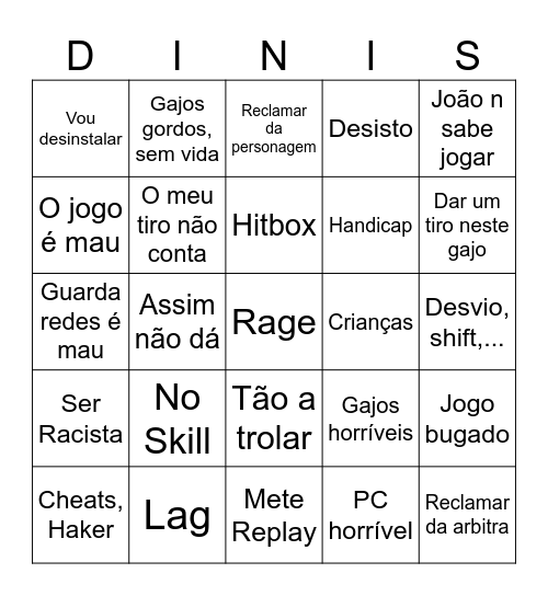 Dinis Rage Bingo Card