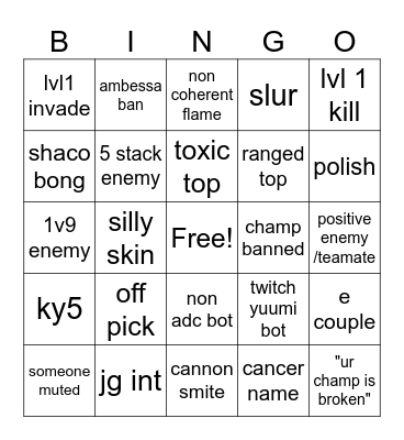 Untitled Bingo Card